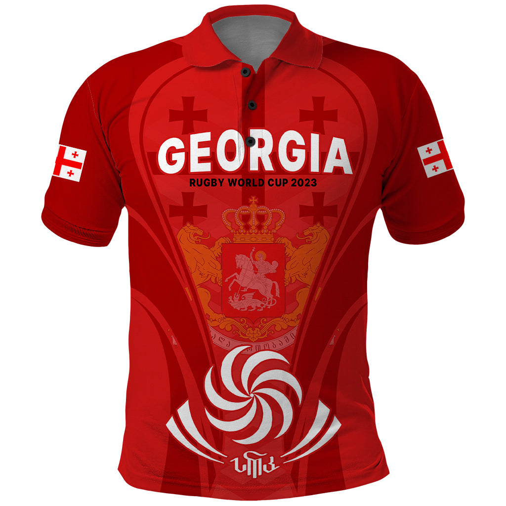 Custom Georgia Rugby Polo Shirt World Cup 2023 Come On Lelos - Wonder Print Shop