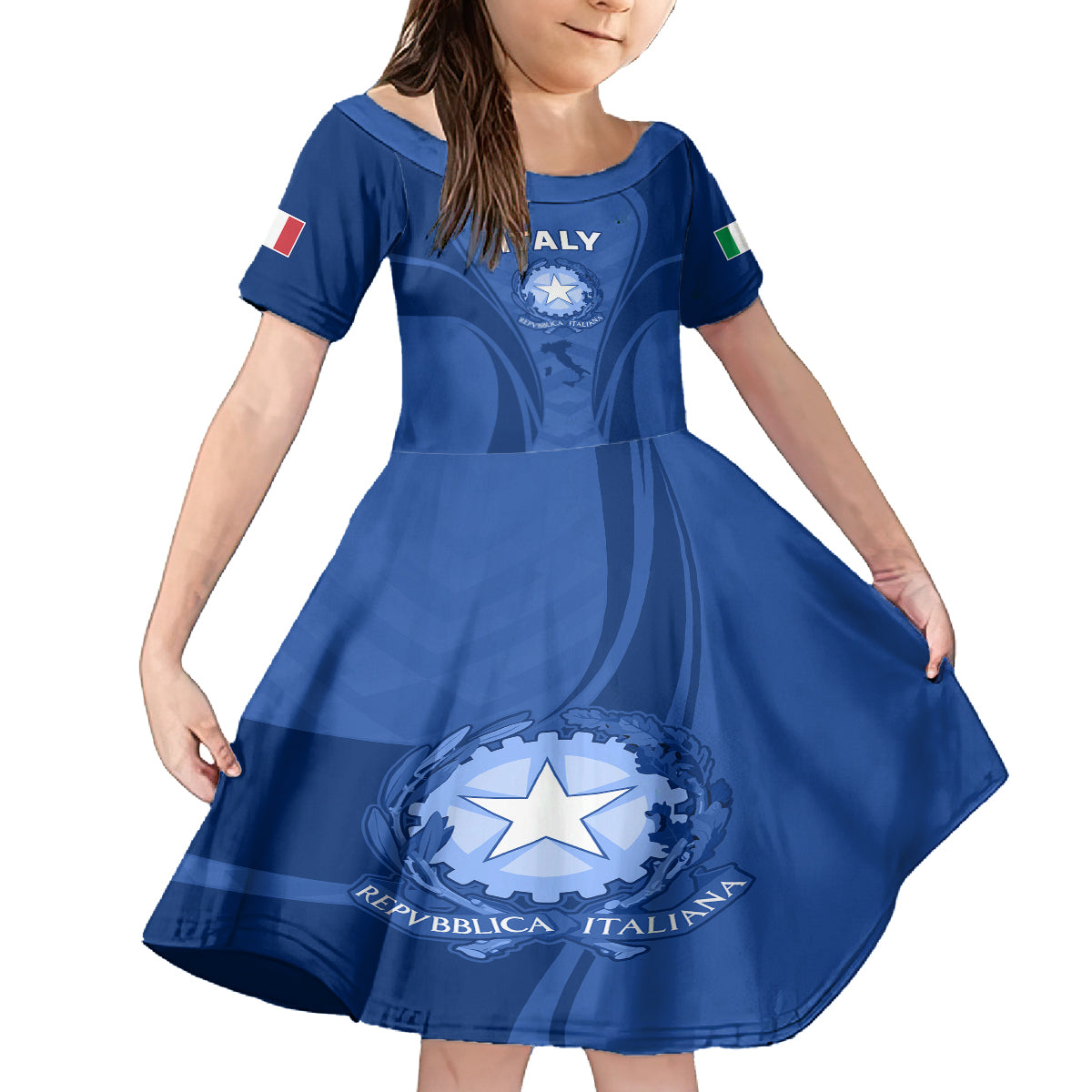 Italy Rugby Kid Short Sleeve Dress World Cup 2023 Go Gli Azzurri Sporty Style - Wonder Print Shop