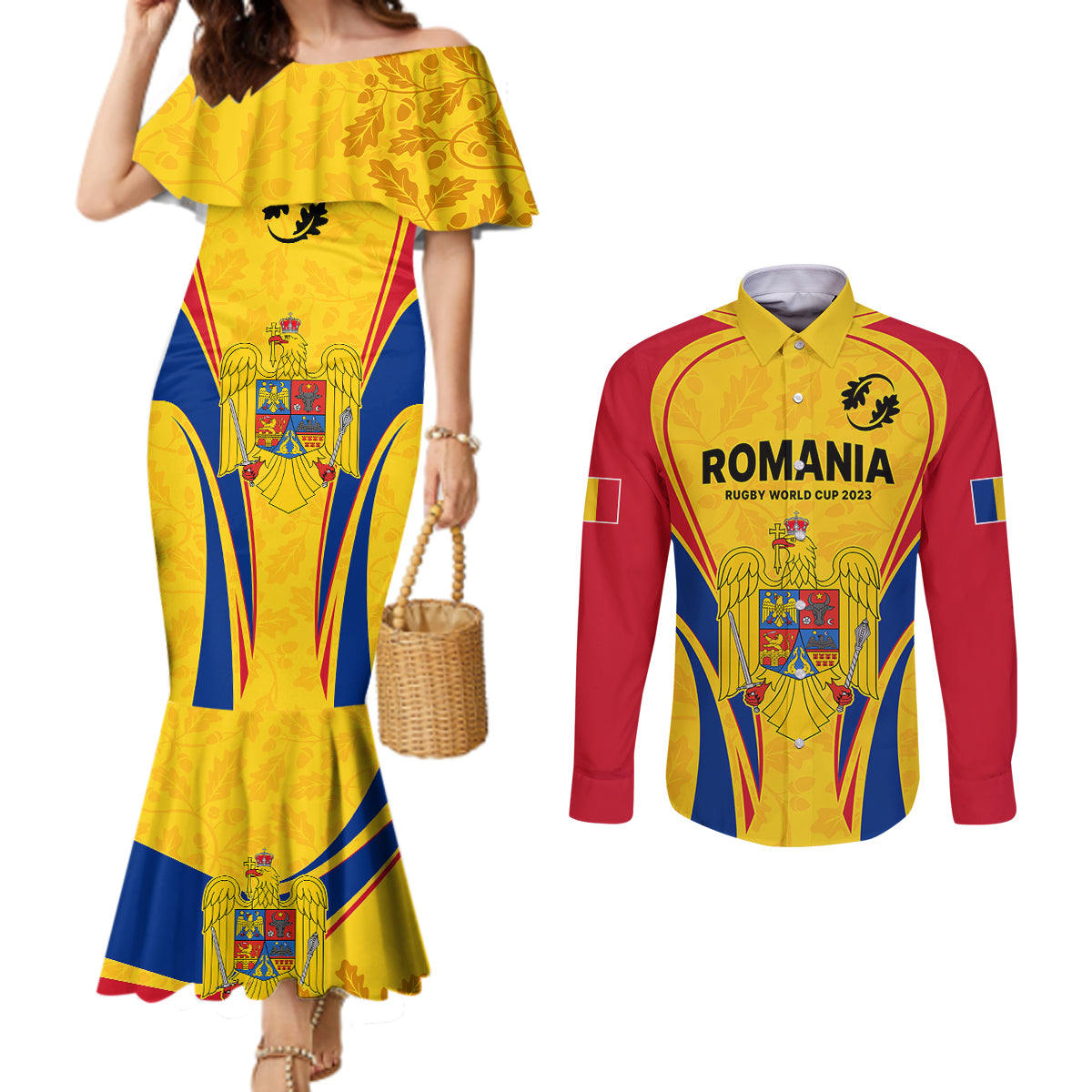 romania-rugby-couples-matching-mermaid-dress-and-long-sleeve-button-shirts-the-oaks-world-cup-2023-go-stejarii