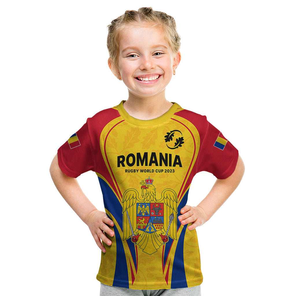 Romania Rugby Kid T Shirt The Oaks World Cup 2023 Go Stejarii - Wonder Print Shop