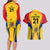 Custom Romania Rugby Couples Matching Long Sleeve Bodycon Dress and Hawaiian Shirt The Oaks World Cup 2023 Go Stejarii LT9 - Wonder Print Shop