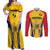 Custom Romania Rugby Couples Matching Off Shoulder Maxi Dress and Long Sleeve Button Shirts The Oaks World Cup 2023 Go Stejarii LT9 - Wonder Print Shop