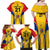 Custom Romania Rugby Family Matching Off Shoulder Long Sleeve Dress and Hawaiian Shirt The Oaks World Cup 2023 Go Stejarii - Wonder Print Shop