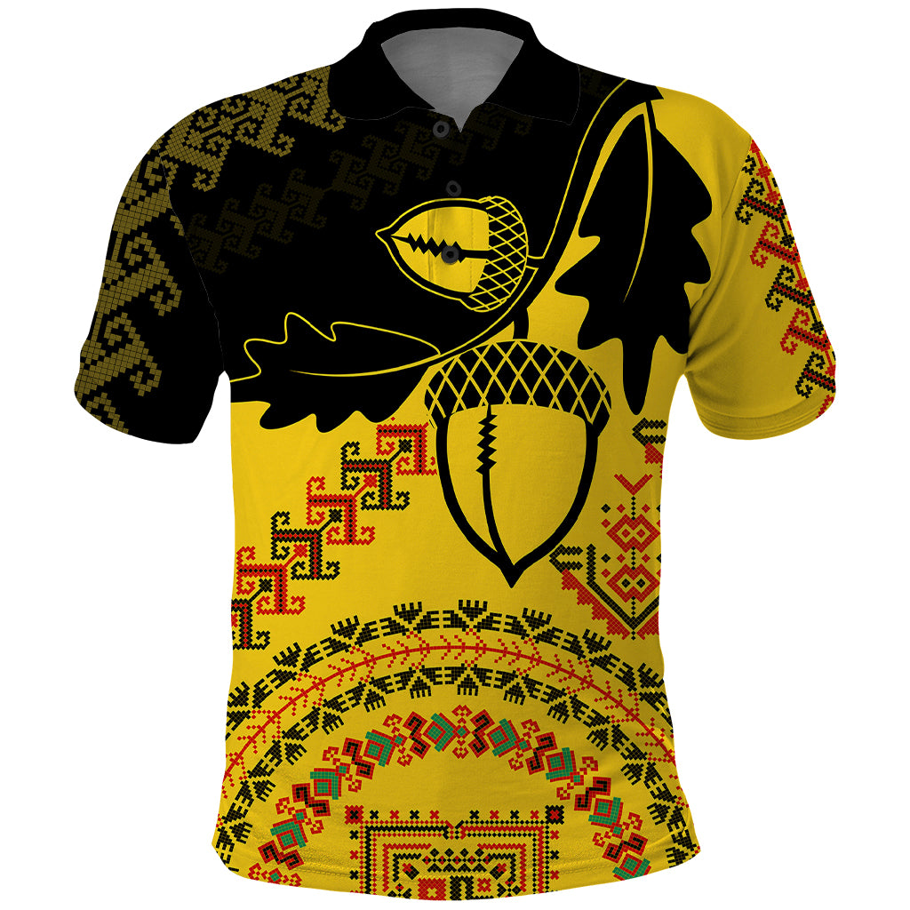 Personalised Romania Oaks Rugby Polo Shirt Romanian Pattern With Embroidery Motif - Wonder Print Shop