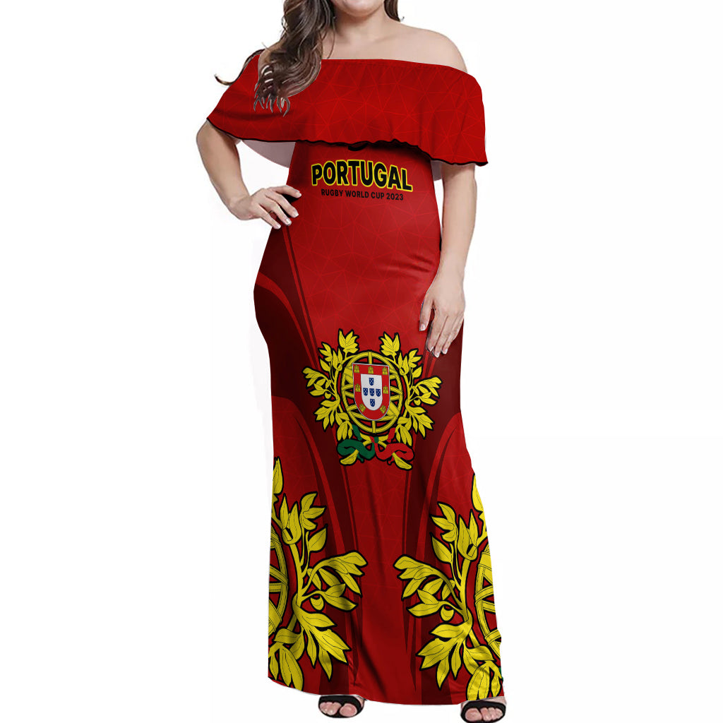 Portugal Rugby Off Shoulder Maxi Dress The Wolves World Cup 2023 Go Os Lobos - Wonder Print Shop