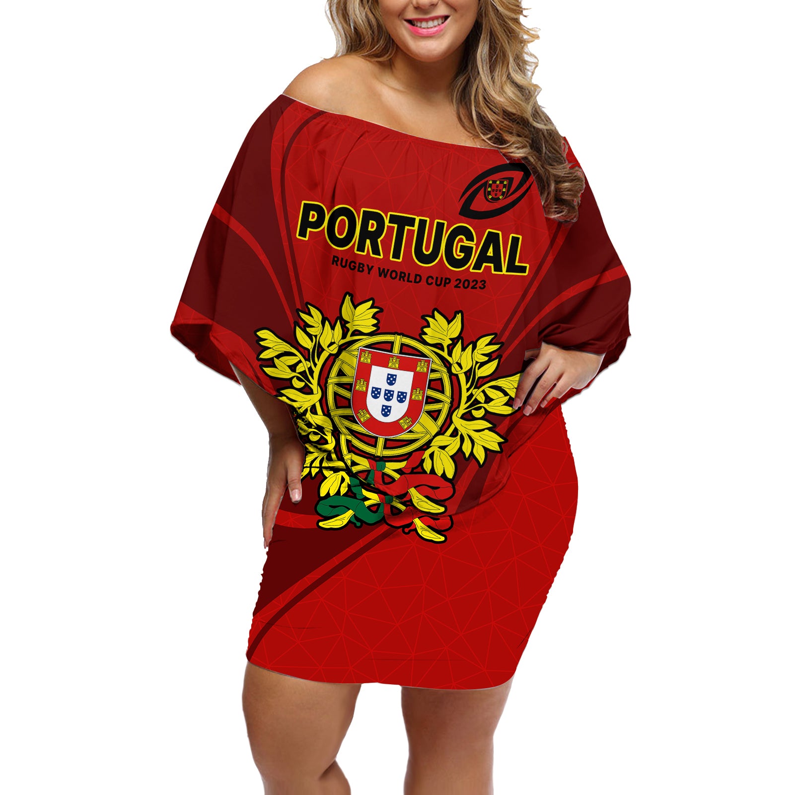 Portugal Rugby Off Shoulder Short Dress The Wolves World Cup 2023 Go Os Lobos - Wonder Print Shop