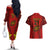 Custom Portugal Rugby Couples Matching Off The Shoulder Long Sleeve Dress and Hawaiian Shirt The Wolves World Cup 2023 Go Os Lobos LT9 - Wonder Print Shop