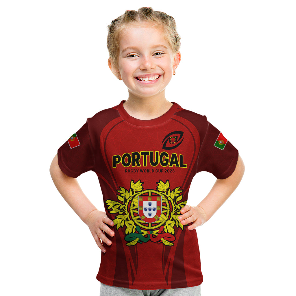 Custom Portugal Rugby Kid T Shirt The Wolves World Cup 2023 Go Os Lobos - Wonder Print Shop