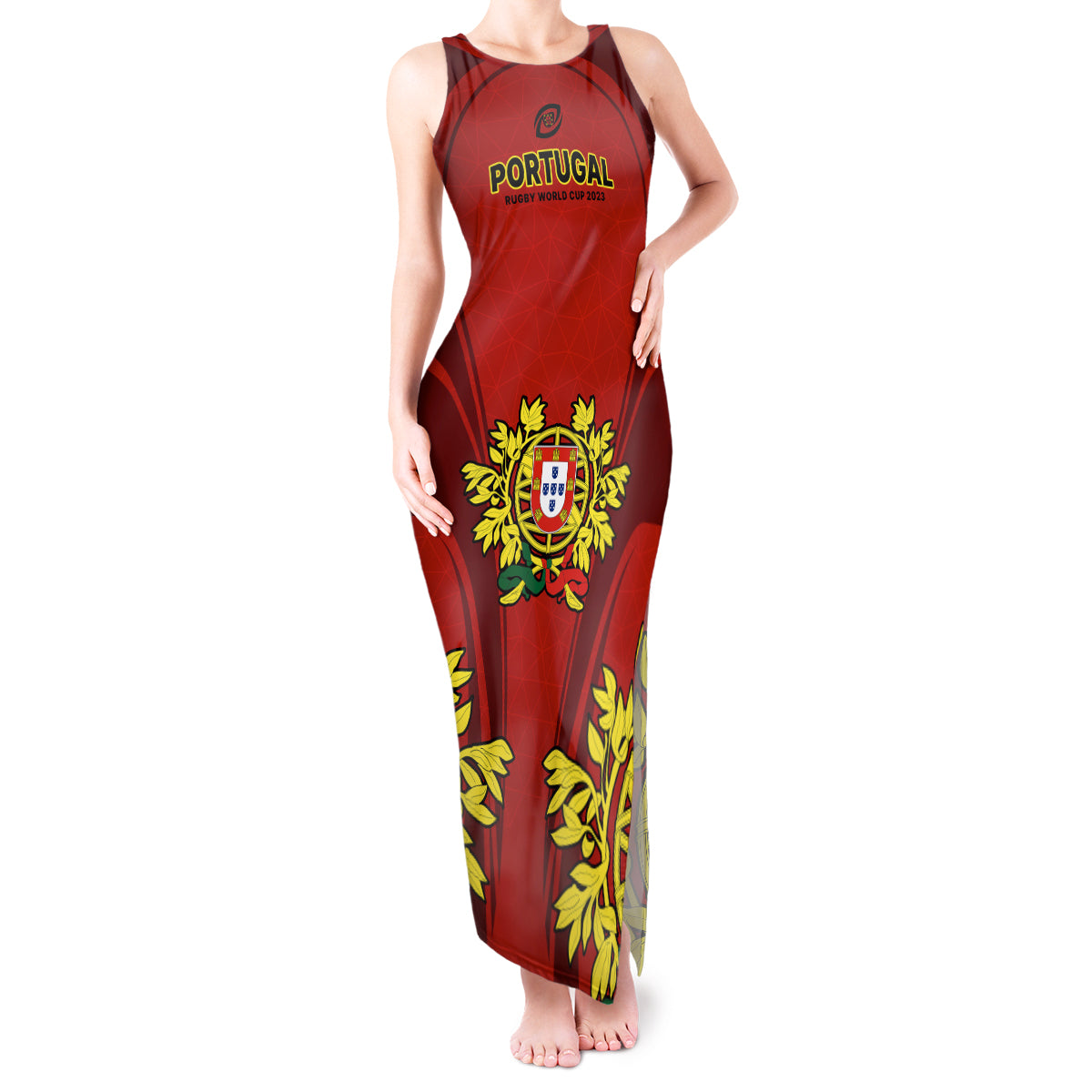 Custom Portugal Rugby Tank Maxi Dress The Wolves World Cup 2023 Go Os Lobos - Wonder Print Shop