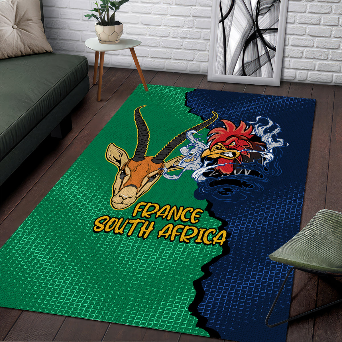 France South Africa Rugby Area Rug Springboks and Gallic Rooster World Cup 2023 LT9 - Wonder Print Shop