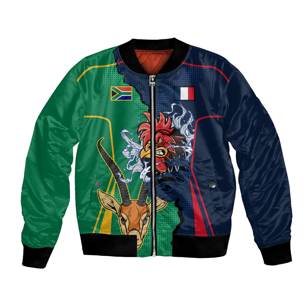 France South Africa Rugby Bomber Jacket Springboks and Gallic Rooster World Cup 2023 LT9 - Wonder Print Shop