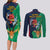 France South Africa Rugby Couples Matching Long Sleeve Bodycon Dress and Long Sleeve Button Shirts Springboks and Gallic Rooster World Cup 2023 LT9 - Wonder Print Shop