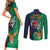 France South Africa Rugby Couples Matching Short Sleeve Bodycon Dress and Long Sleeve Button Shirts Springboks and Gallic Rooster World Cup 2023 LT9 - Wonder Print Shop