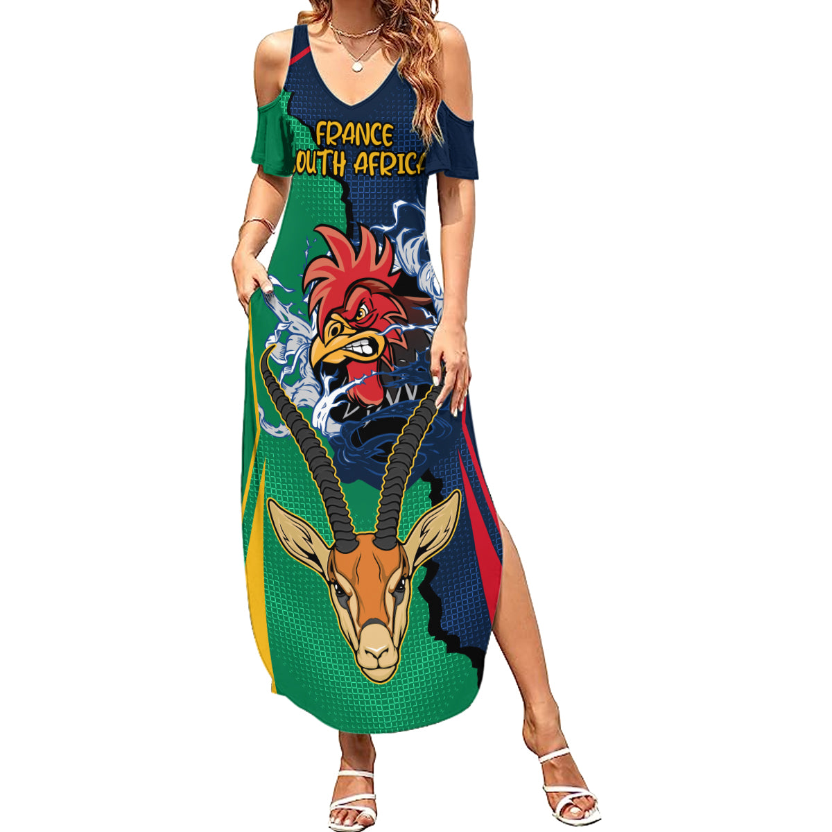 new-zealnd-ireland-rugby-summer-maxi-dress-warrior-black-fern-and-shamrocks-world-cup-2023