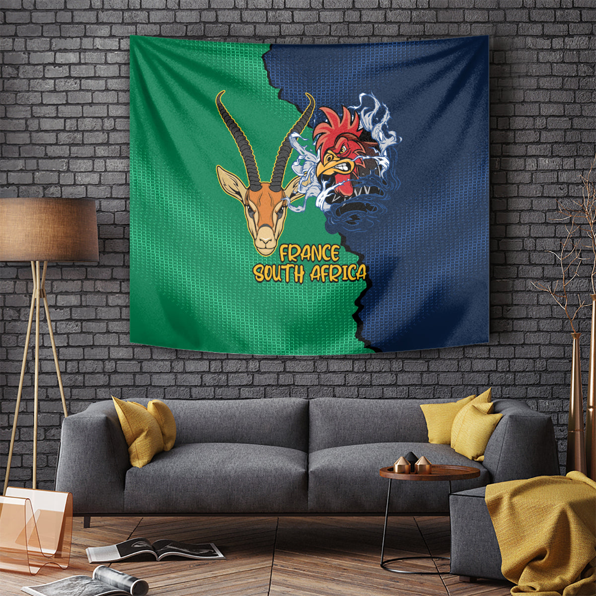 France South Africa Rugby Tapestry Springboks and Gallic Rooster World Cup 2023 - Wonder Print Shop