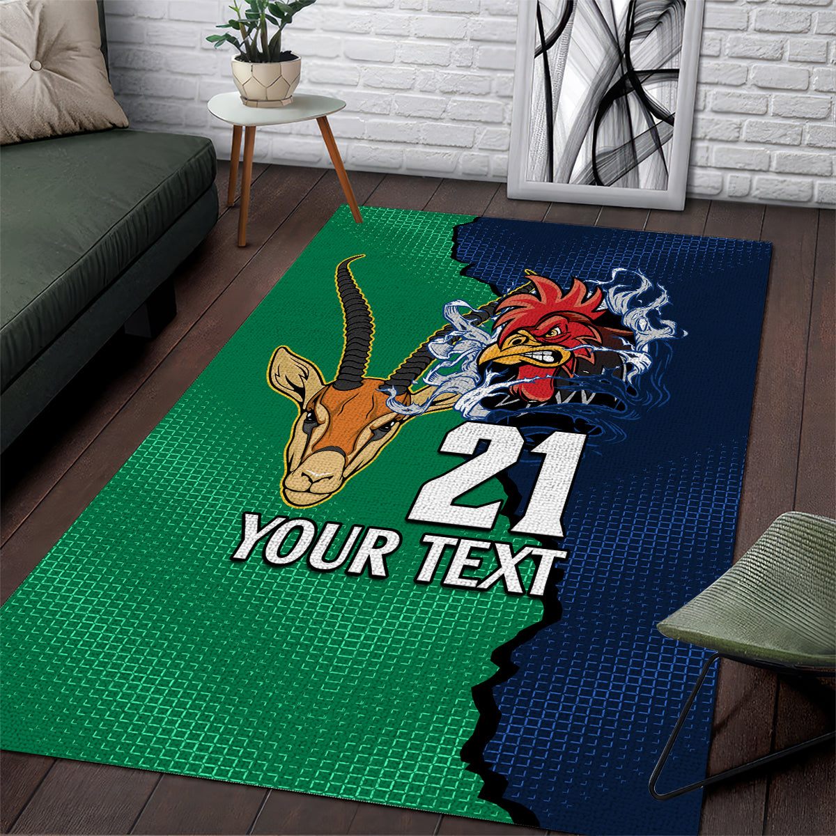 Custom France South Africa Rugby Area Rug Springboks and Gallic Rooster World Cup 2023 LT9 - Wonder Print Shop