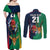 Custom France South Africa Rugby Couples Matching Off Shoulder Maxi Dress and Long Sleeve Button Shirts Springboks and Gallic Rooster World Cup 2023 LT9 - Wonder Print Shop