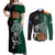 New Zealand Ireland Rugby Couples Matching Off Shoulder Maxi Dress and Long Sleeve Button Shirts Warrior Black Fern and Shamrocks World Cup 2023 LT9 - Wonder Print Shop