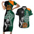 New Zealand Ireland Rugby Couples Matching Short Sleeve Bodycon Dress and Hawaiian Shirt Warrior Black Fern and Shamrocks World Cup 2023 LT9 - Wonder Print Shop