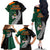 New Zealand Ireland Rugby Family Matching Off Shoulder Long Sleeve Dress and Hawaiian Shirt Warrior Black Fern and Shamrocks World Cup 2023 - Wonder Print Shop