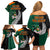 New Zealand Ireland Rugby Family Matching Off Shoulder Short Dress and Hawaiian Shirt Warrior Black Fern and Shamrocks World Cup 2023 LT9 - Wonder Print Shop