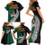 New Zealand Ireland Rugby Family Matching Short Sleeve Bodycon Dress and Hawaiian Shirt Warrior Black Fern and Shamrocks World Cup 2023 - Wonder Print Shop