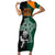 New Zealand Ireland Rugby Family Matching Short Sleeve Bodycon Dress and Hawaiian Shirt Warrior Black Fern and Shamrocks World Cup 2023 - Wonder Print Shop