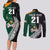 Custom New Zealand Ireland Rugby Couples Matching Long Sleeve Bodycon Dress and Long Sleeve Button Shirts Warrior Black Fern and Shamrocks World Cup 2023 LT9 - Wonder Print Shop