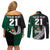 Custom New Zealand Ireland Rugby Couples Matching Off Shoulder Short Dress and Long Sleeve Button Shirts Warrior Black Fern and Shamrocks World Cup 2023 LT9 - Wonder Print Shop