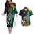 Custom New Zealand Ireland Rugby Couples Matching Off The Shoulder Long Sleeve Dress and Hawaiian Shirt Warrior Black Fern and Shamrocks World Cup 2023 LT9 - Wonder Print Shop