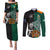 Custom New Zealand Ireland Rugby Couples Matching Puletasi Dress and Long Sleeve Button Shirts Warrior Black Fern and Shamrocks World Cup 2023 LT9 - Wonder Print Shop