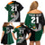 Custom New Zealand Ireland Rugby Family Matching Off Shoulder Short Dress and Hawaiian Shirt Warrior Black Fern and Shamrocks World Cup 2023 LT9 - Wonder Print Shop