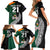 Custom New Zealand Ireland Rugby Family Matching Short Sleeve Bodycon Dress and Hawaiian Shirt Warrior Black Fern and Shamrocks World Cup 2023 - Wonder Print Shop