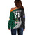 Custom New Zealand Ireland Rugby Off Shoulder Sweater Warrior Black Fern and Shamrocks World Cup 2023 - Wonder Print Shop