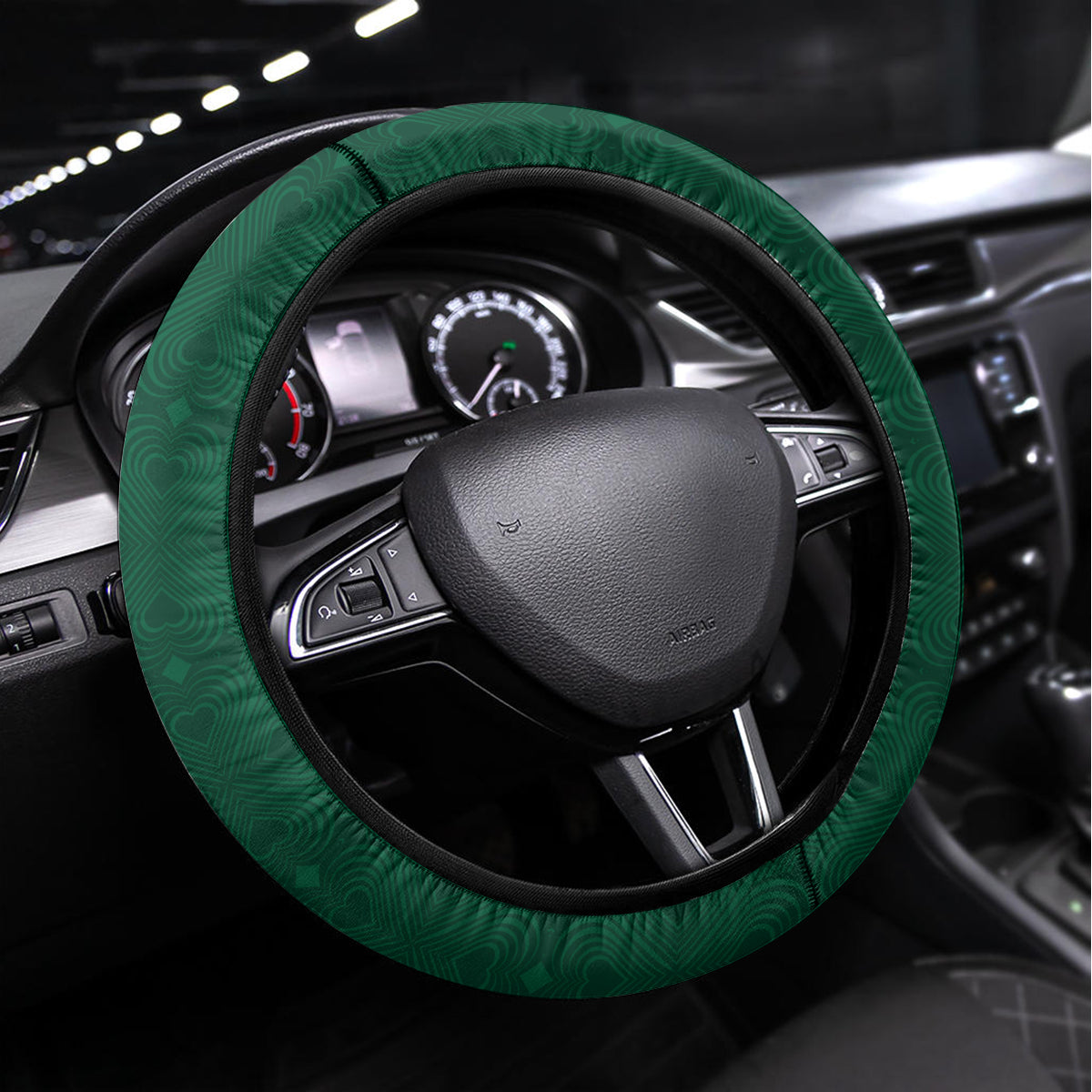 New Zealand Ireland Rugby Steering Wheel Cover Warrior Black Fern and Shamrocks World Cup 2023