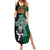 Custom New Zealand Ireland Rugby Summer Maxi Dress Warrior Black Fern and Shamrocks World Cup 2023 - Wonder Print Shop