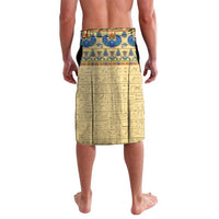 Beige Egyptian-style lavalava wrap skirt with blue and red border print