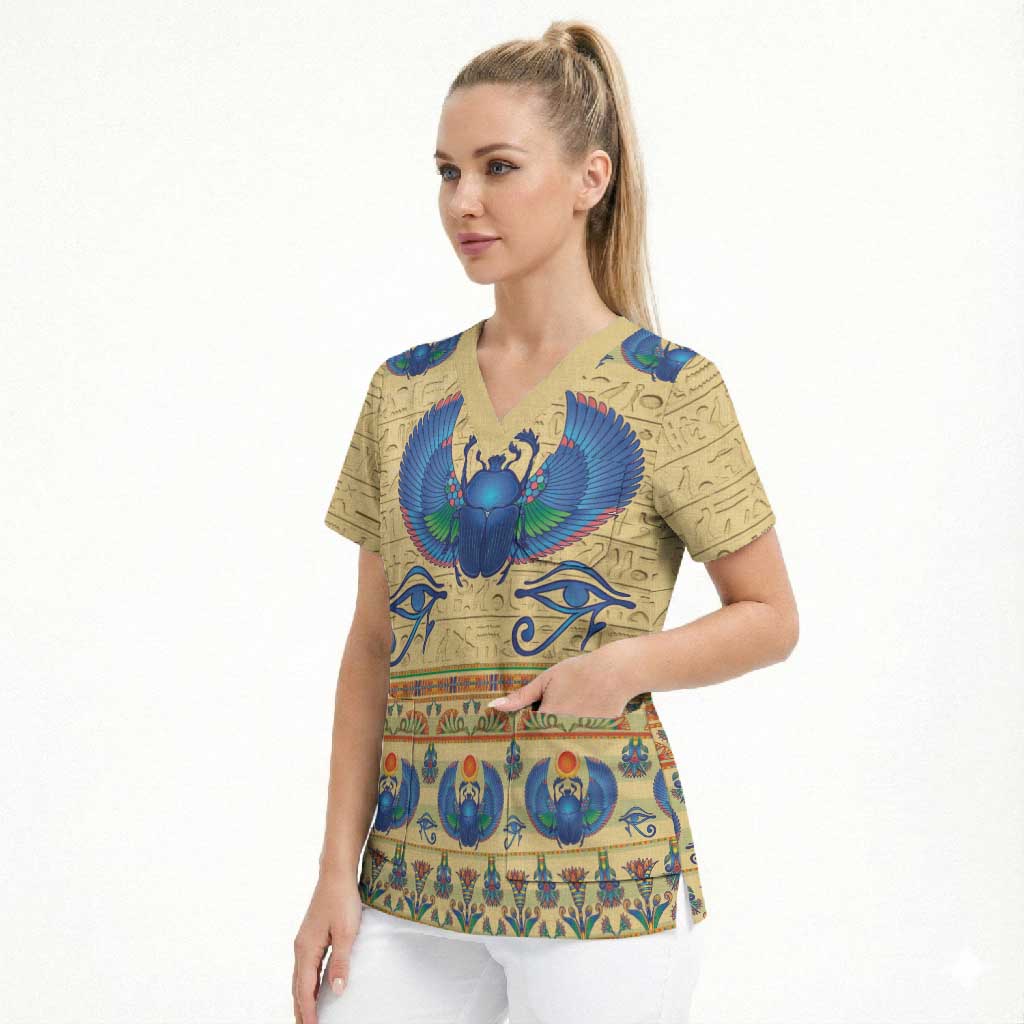Ancient Egypt Scarab Beetle Scrub Top