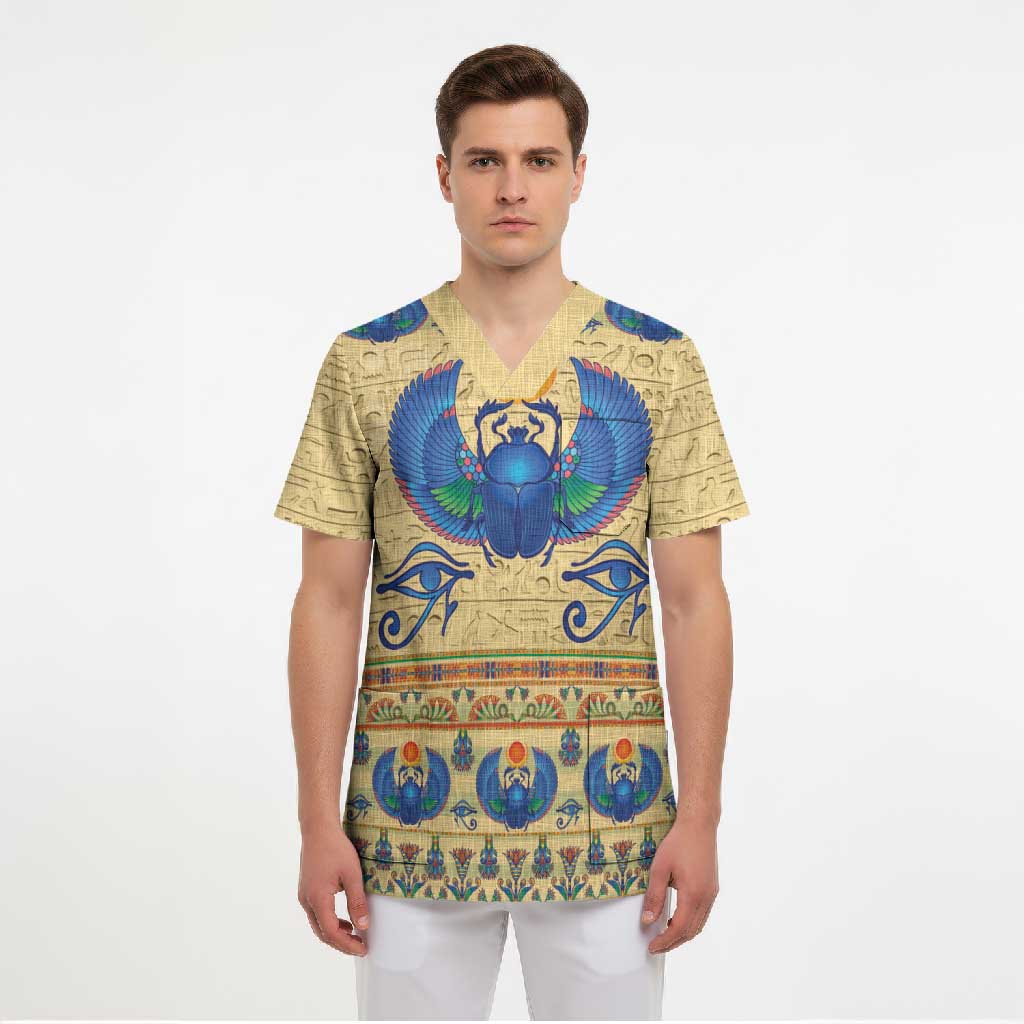 Ancient Egypt Scarab Beetle Scrub Top