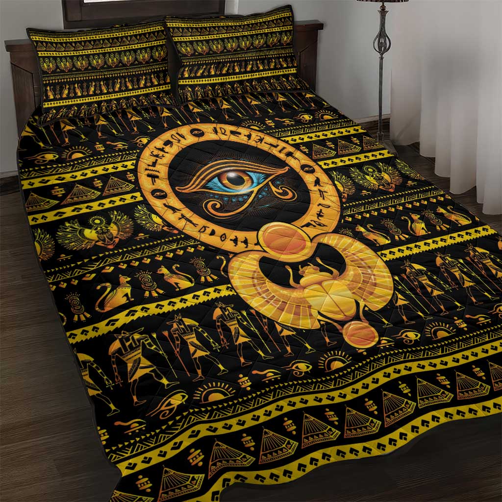 Egyptian God of The Sun Eye of Ra Quilt Bed Set - Wonder Print Shop