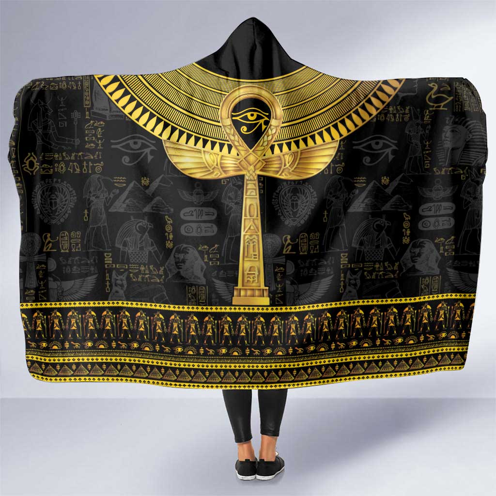 The Ankh Egyptian Hieroglyphs Hooded Blanket LT9