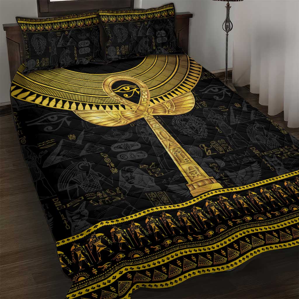 The Ankh Egyptian Hieroglyphs Quilt Bed Set - Wonder Print Shop