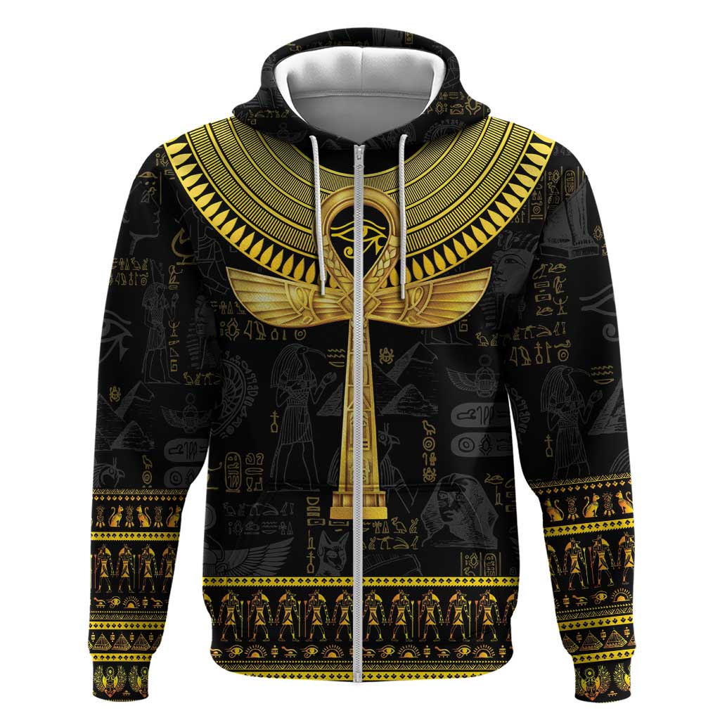 The Ankh Egyptian Hieroglyphs Zip Hoodie - Wonder Print Shop