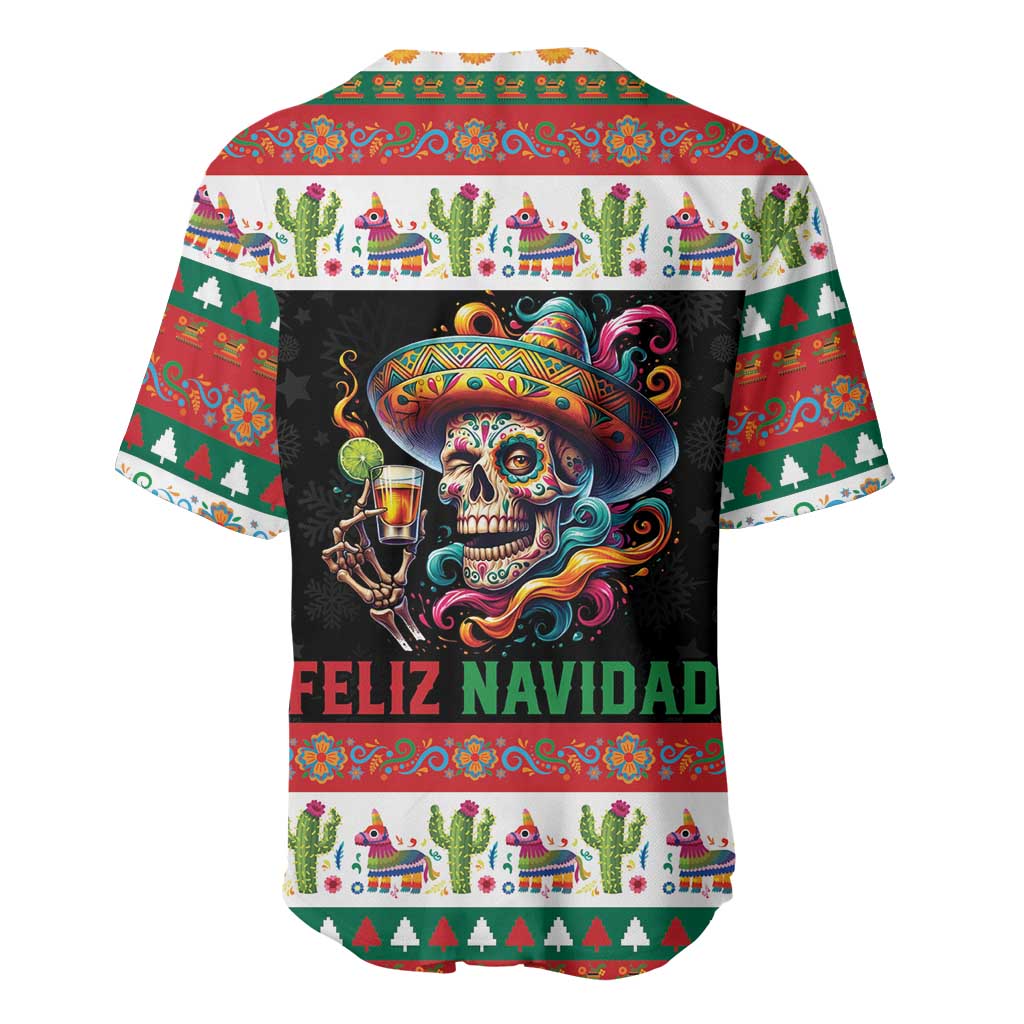 Mexican Sugar Skull Baseball Jersey Feliz Navidad Mexico - Wonder Print Shop