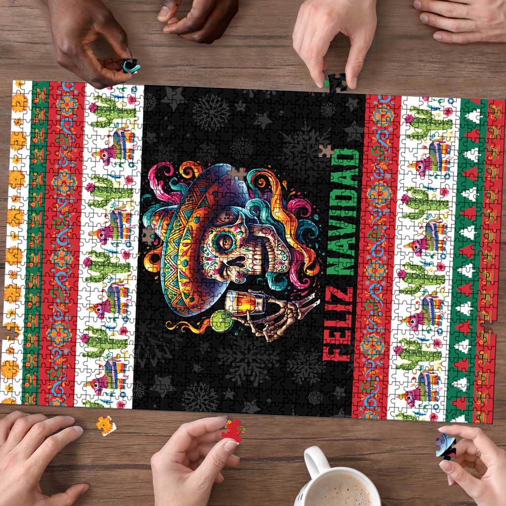 Mexican Sugar Skull Puzzle Feliz Navidad Mexico - Wonder Print Shop