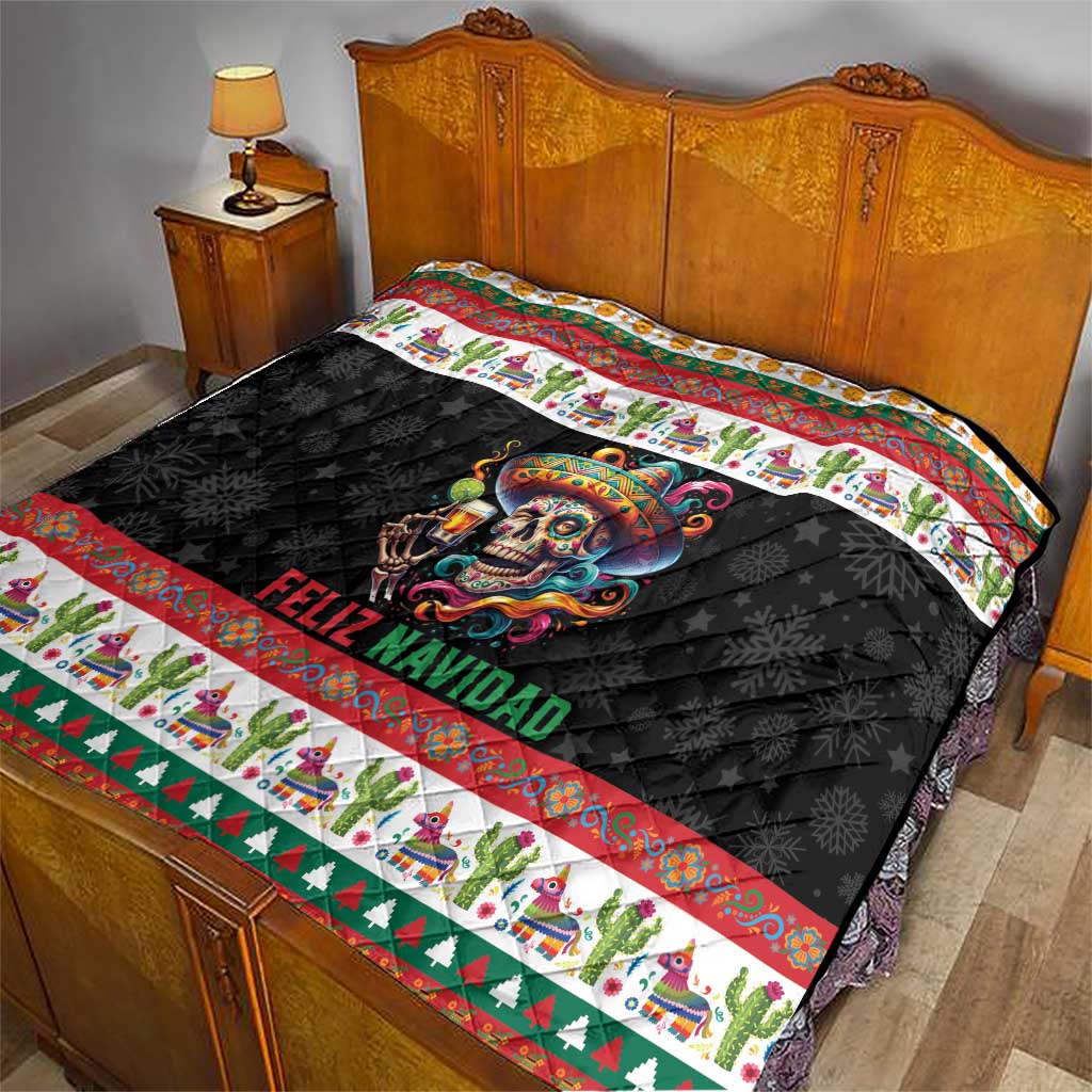 Mexican Sugar Skull Quilt Feliz Navidad Mexico - Wonder Print Shop