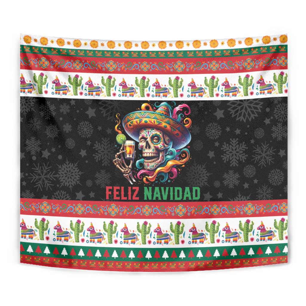 Mexican Sugar Skull Tapestry Feliz Navidad Mexico - Wonder Print Shop