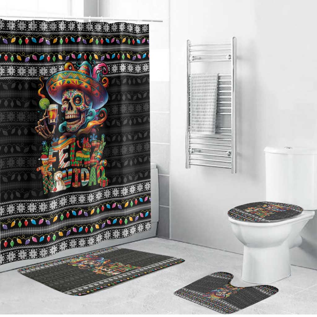 Mexican Sugar Skull Spanish Christmas Bathroom Set Feliz Navidad Mexico - Wonder Print Shop