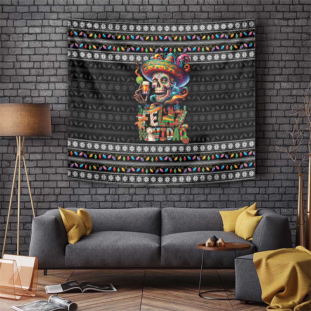 Mexican Sugar Skull Spanish Christmas Tapestry Feliz Navidad Mexico - Wonder Print Shop