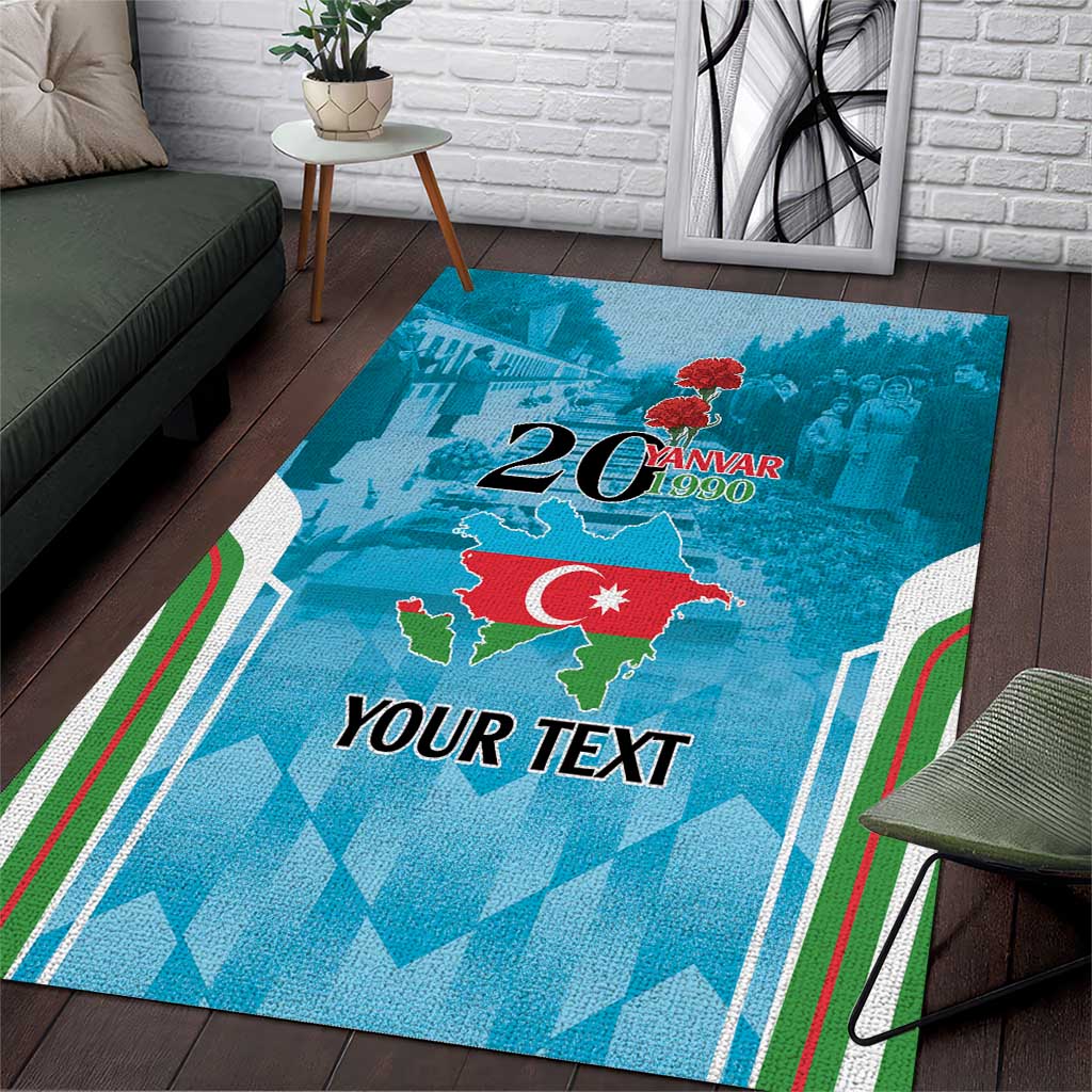 Personalized Azerbaijan Black January Area Rug 20 Yanvar 1990